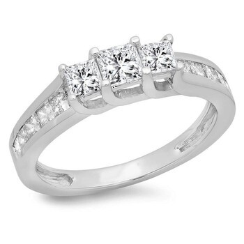 Trang sức Dazzling Rock Nữ Vàng trắng 14K Princess Cut Silver-tone Kim cương Nhẫn đính hôn chính hãng 6 dazzlingrock rings k268714kw p