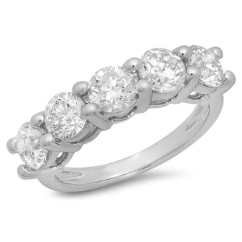 Trang sức Dazzling Rock Dazzlingrock Collection 2.00 Carat (ctw) 14K Round Kim cương trắng 5 Stone Bridal Wedding Band Nhẫn 2 CT, Vàng trắng, chính hãng 6 dazzlingrock rings k2769p p