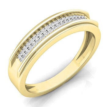 Trang sức Dazzling Rock Dazzlingrock Collection 0.15 Carat (ctw) 14K Round Kim cương Nam Micro Pave Hip Hop Wedding Band, Yellow Gold, chính hãng 6 dazzlingrock rings k3807p p