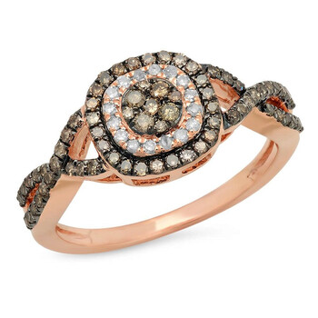 Trang sức Dazzling Rock Dazzlingrock Collection 0.60 Carat (ctw) 14K Round Champagne & Kim cương trắng Bridal Nhẫn đính hôn, Vàng hồng, chính hãng 6 dazzlingrock rings k3822p p