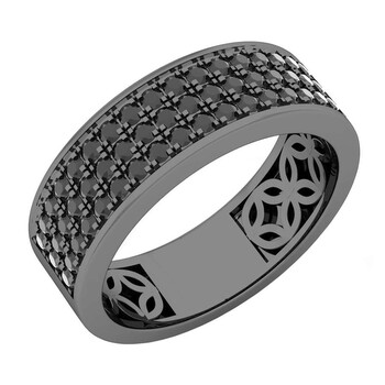 Trang sức Dazzling Rock Nam 925-Sterling Bạc 925 Round Cut Kim cương đen Nhẫn cưới chính hãng 6 dazzlingrock rings k38599 p