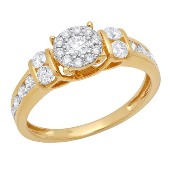 Trang sức Dazzling Rock Nữ Vàng 14K Round Cut Silver-tone Kim cương Nhẫn đính hôn chính hãng 6 dazzlingrock rings k497314ky p