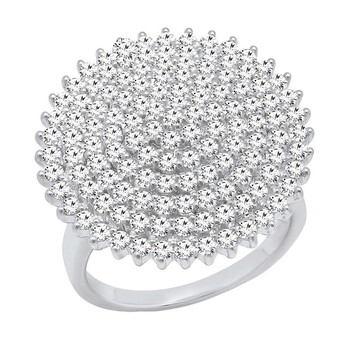 Trang sức Dazzling Rock Dazzlingrock Collection 2.05 Carat (Ctw) 10K Round Kim cương trắng Nữ Cluster Right Hand Nhẫn 2 CT, Vàng trắng chính hãng 6 dazzlingrock rings k513510kw p