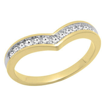 Trang sức Dazzling Rock Nữ Vàng 10K Round Cut Silver-tone Kim cương Nhẫn cưới chính hãng 6 dazzlingrock rings k545610ky p
