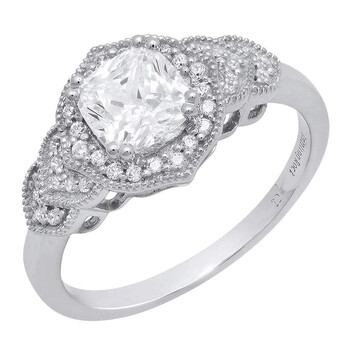 Trang sức Dazzling Rock Dazzlingrock Collection 2.00 Carat (ctw) 10K Cushion & Round Cubic Zirconia Halo Nhẫn đính hôn, Vàng trắng, chính hãng 6 dazzlingrock rings k6274czp p