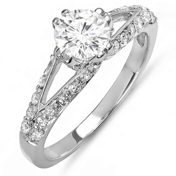 Trang sức Dazzling Rock Dazzlingrock Collection 1.25 Carat (ctw) 14K Round Kim cương Solitaire với Accents Bridal Nhẫn đính hôn, Vàng trắng chính hãng 6 dazzlingrock rings ks169 p