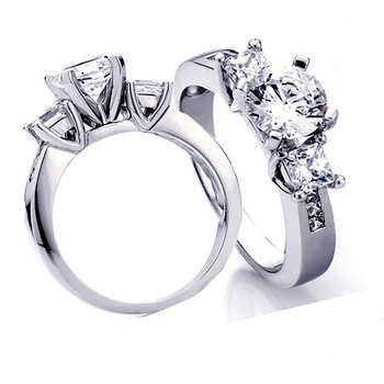 Trang sức Dazzling Rock Nữ Vàng trắng 14K Silver-tone Kim cương Nhẫn đính hôn chính hãng 6 dazzlingrock rings ks2979 p