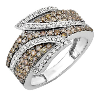Trang sức Dazzling Rock Dazzlingrock Collection 1.26 Carat (ctw) 10k White & Champagne Round Kim cương Nữ Cocktail Nhẫn 1 1/4 CT, Vàng trắng, chính hãng 6 dazzlingrock rings ks781p p
