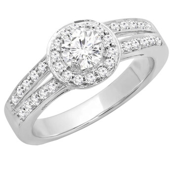 Trang sức Dazzling Rock Nữ Vàng trắng 14K Round Cut Silver-tone Kim cương Nhẫn đính hôn chính hãng 6 dazzlingrock rings ks83c p