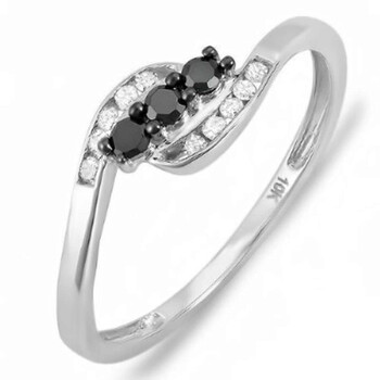 Trang sức Dazzling Rock Nữ Vàng trắng 10K Đen Promise Nhẫn chính hãng 6 dazzlingrock rings ks962 p