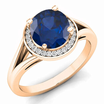 Trang sức Dazzling Rock Nữ Vàng hồng 14K Blue Sapphire Nhẫn đính hôn chính hãng 6 dazzlingrock rings lc1452393314kr p