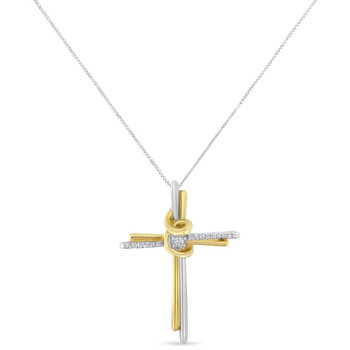 Trang sức Espira 10K Two-Tone Gold 1/15ct TDW Round Cut Kim cương Cross Pendant Dây chuyền (vòng cổ, I-J, I2-I3) chính hãng 6 espira 10k two tone gold 1 15ct tdw round cut diamond cross pendant necklace i j i2 i3 81 6609tdm