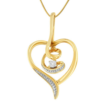 Trang sức Espira Vàng 10K 1/25ct TDW round-cut Kim cương Swirl Heart Pendant Dây chuyền (vòng cổ, H-I, I2-I3) chính hãng 6 espira 10k yellow gold 1 25ct tdw round cut diamond swirl heart pendant necklace h i i2 i3 81 6584ydm