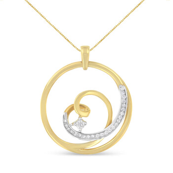 Trang sức Espira Vàng 10K 1/6ct TDW Kim cương Heart Circle Pendant Dây chuyền (vòng cổ, I-J, I1-I2) chính hãng 6 espira 10k yellow gold 1 6ct tdw diamond heart circle pendant necklace i j i1 i2 81 6668ydm