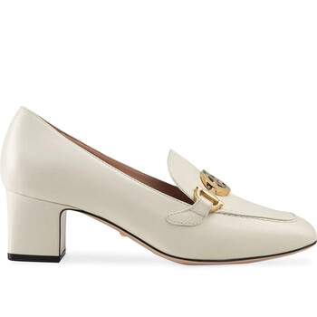 Giày Gucci màu trắng Zumi Block Heel Loafers chính hãng 6 gucci white zumi block heel loafers 575832 c9d00 9022