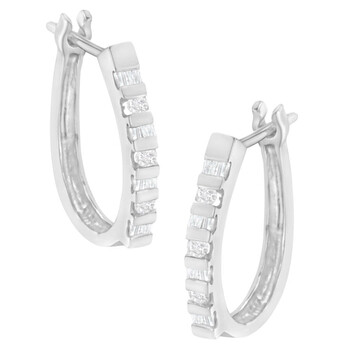 Trang sức Haus Of Brilliance Vàng trắng 10K 1/4 ct TDW Kim cương Hoop Bông tai (khuyên tai, hoa tai, I-J, I2-I3) chính hãng 6 haus of brilliance 10k white gold 1 4 ct tdw diamond hoop earrings i j i2 i3 71 2984wdm