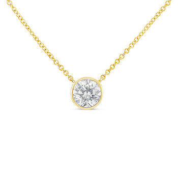 Trang sức Haus Of Brilliance Vàng 10K 1/3ct. TDW Bezel-Set Kim cương Solitaire Pendant Dây chuyền (vòng cổ)(H-I, SI2-I1) chính hãng 6 haus of brilliance 10k yellow gold 1 3ct tdw bezel set diamond solitaire pendant necklaceh i si2 i1 81 7245ydm