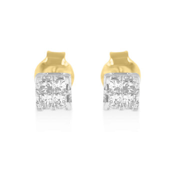 Trang sức Haus Of Brilliance Vàng 10K 1/4ct TDW Princess Kim cương Quad Stud Bông tai (khuyên tai, hoa tai)(J-K, I2) chính hãng 6 haus of brilliance 10k yellow gold 1 4ct tdw princess diamond quad stud earringsj k i2 71 5446ydm