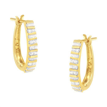 Trang sức Haus Of Brilliance Vàng 10K 1ct. TDW Kim cương Hoop Bông tai (khuyên tai, hoa tai)(I-J, I2-I3) chính hãng 6 haus of brilliance 10k yellow gold 1ct tdw diamond hoop earringsi j i2 i3 016967eydm