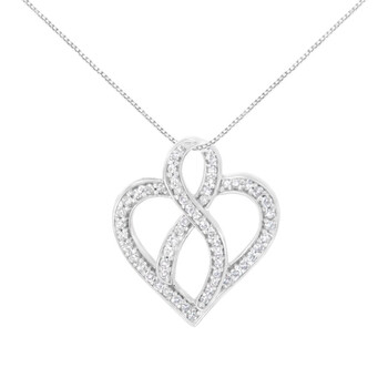 Trang sức Haus Of Brilliance Vàng trắng 14K 1/4 ct TDW Round Cut Kim cương Heart và Ribbon Center Pendant Dây chuyền (vòng cổ, H-I, I1-I2) chính hãng 6 haus of brilliance 14k white gold 1 4 ct tdw round cut diamond heart and ribbon center pendant necklace h i i1 i2 84 6171wdm