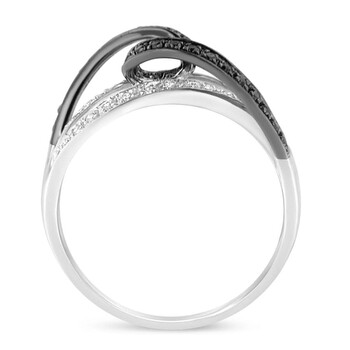 Trang sức Haus Of Brilliance Vàng trắng 14K 1/4ct TDW Treated Đen Round Cut Kim cương Swirl Nhẫn(H-I, SI1-SI2) chính hãng 6 haus of brilliance 14k white gold 1 4ct tdw treated black round cut diamond swirl ringh i si1 si2 14 2481wbk