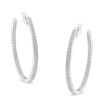 Trang sức Haus Of Brilliance Vàng trắng 14K 1ct TDW Round Kim cương Hoop Bông tai (khuyên tai, hoa tai, I-J I2-I3) chính hãng 6 haus of brilliance 14k white gold 1ct tdw round diamond hoop earrings i j i2 i3 74 2582wdm