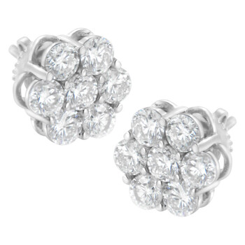 Trang sức Haus Of Brilliance Vàng trắng 14K 2 cttw Prong Set Round-Cut Kim cương Floral Cluster Stud Earring (H-I Color, SI2-I1 Clarity) chính hãng 6 haus of brilliance 14k white gold 2 cttw prong set round cut diamond floral cluster stud earring h i color si2 i1 clarity 74 5971wdm
