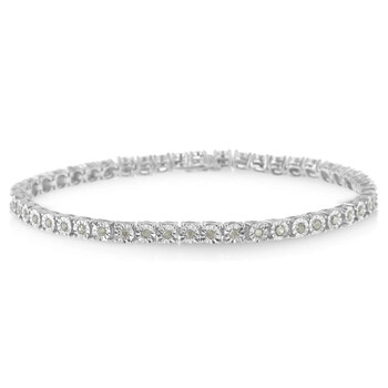 Trang sức Haus Of Brilliance Bạc 925 1 cttw Miracle Set Rose-Cut Kim cương Tennis Vòng đeo tay (I-J Color, I3 Clarity) - 8" chính hãng 6 haus of brilliance 925 sterling silver 1 cttw miracle set rose cut diamond tennis bracelet i j color i3 clarity 8 60 7623wdm800