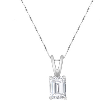 Trang sức Haus Of Brilliance AGS Certified Vàng trắng 14K 1/2 Cttw Emerald-Cut Kim cương Solitaire 18" Pendant Dây chuyền (vòng cổ, H-I Color, VVS2-VS1 Clarity) chính hãng 6 haus of brilliance ags certified 14k white gold 1 2 cttw emerald cut diamond solitaire 18 pendant necklace h i color vvs2 vs1 clarity 84 7702wdm