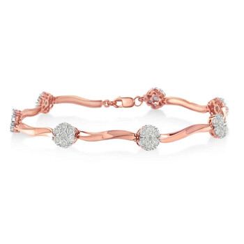 Trang sức Haus Of Brilliance Rose mạ Bạc 925 1ct TDW Kim cương Floral Link Vòng đeo tay (I-J, I3 Promo) chính hãng 6 haus of brilliance rose plated sterling silver 1ct tdw diamond floral link bracelet i j i3 promo 60 7901rdm