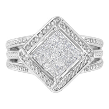 Trang sức Haus Of Brilliance Bạc 925 3/8 ct TDW Kim cương Cocktail Nhẫn (H-I, SI1-SI2) chính hãng 6 haus of brilliance sterling silver 3 8 ct tdw diamond cocktail ring h i si1 si2 30 5350wdm parent