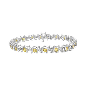 Trang sức Haus Of Brilliance Bạc 925 Yellow Citrine và Kim cương S-Link Tennis Vòng đeo tay (H-I, I1-I2) chính hãng 6 haus of brilliance sterling silver yellow citrine and diamond s link tennis bracelet h i i1 i2 60 7423wct