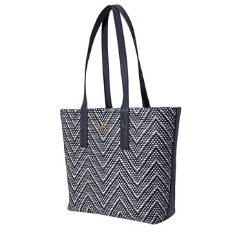 Michael Kors Junie Chevron size trung Tote - Admiral / Optic màu trắng chính hãng 6 michael kors 18381
