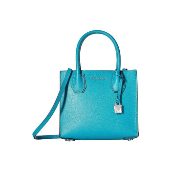 Michael Kors Mercer size trung Pebbled Da Messenger đeo chéo - Tile màu xanh dương chính hãng 6 michael kors mercer medium pebbled leather messenger crossbody tile blue 30f6sm9m2l 439