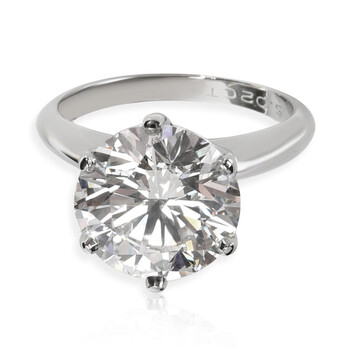 Trang sức Tiffany & Co. Pre-owned Tiffany Nữ Platinum 5.02 CT Round Cut Kim cương trắng Solitaire Nhẫn Size 6 chính hãng 6 pre owned tiffany co solitaire diamond engagement ring in platinum d vs1 5 02 ct 106943
