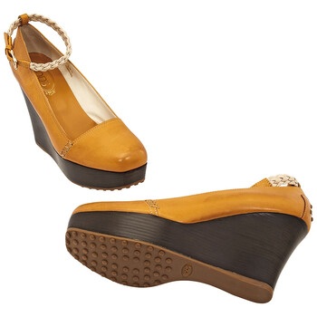 Giày Tod's nữ Wedge màu vàng cam / Light Nude chính hãng 6 tods