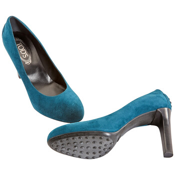 Giày Tod's nữ 10 cm Suede Heels in Dark Peacock chính hãng 6 tods