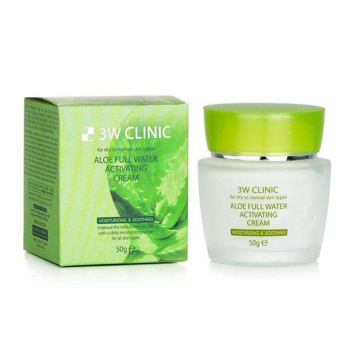 3W Clinic Aloe Full Water Activating Cream For Dry To Normal Skin Types 50g