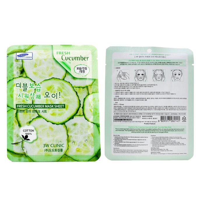 3W Clinic Mask Sheet Fresh Cucumber 10Pcs