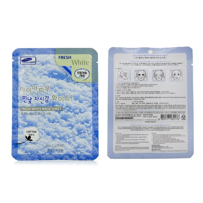 3W Clinic Mask Sheet Fresh White 10Pcs
