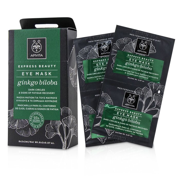 Apivita Express Beauty Eye Mask With Ginkgo Biloba Dark Circles Signs Of Fatigue Recovery 6x 2x2ml