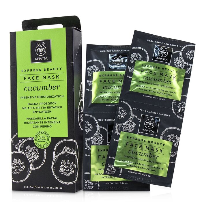 Apivita Express Beauty Face Mask With Cucumber Intensive Moisturization 6x 2x8ml
