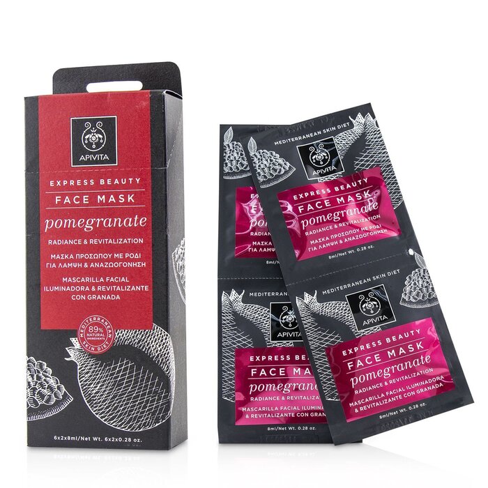 Apivita Express Beauty Face Mask With Pomegranate Radiance Revitalization 6x 2x8ml
