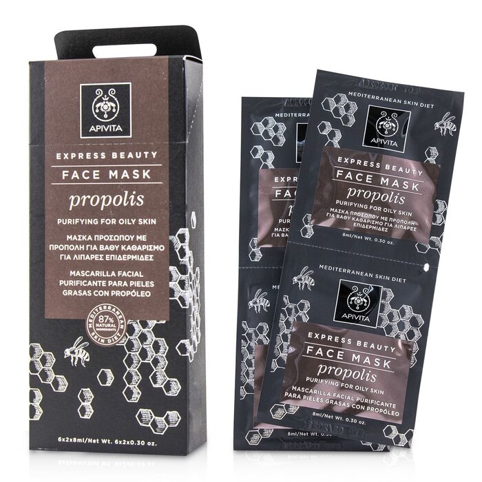 Apivita Express Beauty Face Mask With Propolis Purifying For Oily Skin 6x 2x8ml