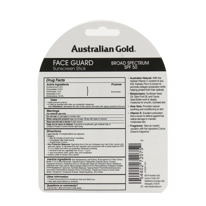 Australian Gold Face Guard Sunscreen Stick SPF 50 14g