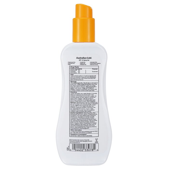 Sản phẩm kem chống nắng xịt gel dưỡng ẩm SPF 15 Australian Gold 237ml giá rẻ