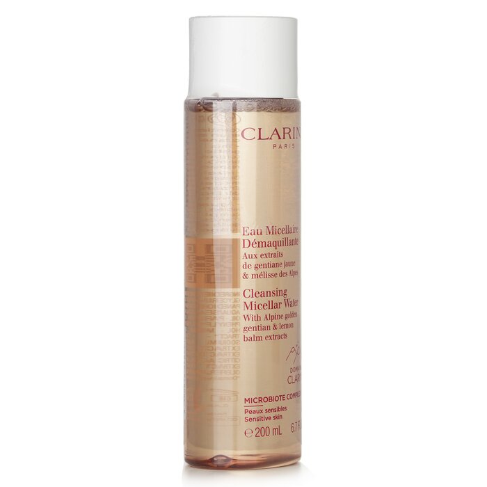 Clarins Cleansing Micellar Water With Alpine Golden Gentian Lemon Balm Extracts Sensitive Skin 200ml