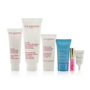 Sản phẩm dưỡng tay & móng Clarins Weekend Essentials Bộ 6 món kem dưỡng da mặt & body ẩm mượt chính hãng