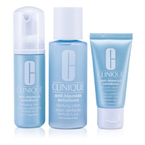 Clinique Anti Blemish Solutions 3 Step System Cleansing Foam Clarifying Lotion Clearing Treatment 3Pcs