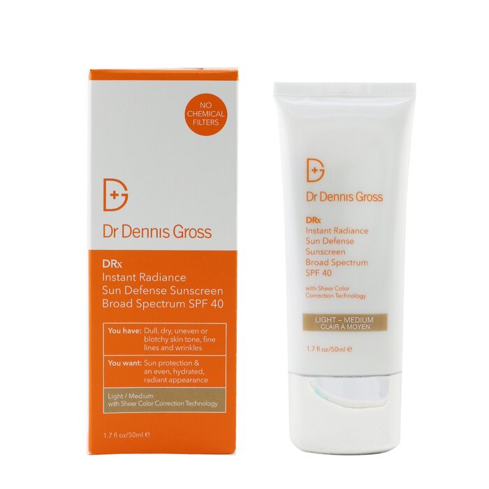 Dr Dennis Gross Instant Radiance Sun Defense Sunscreen SPF 40 Light Medium 50ml